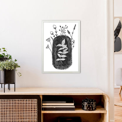 Rynx | Dalia Chalk Black Floral Art Print by Pixy Paper