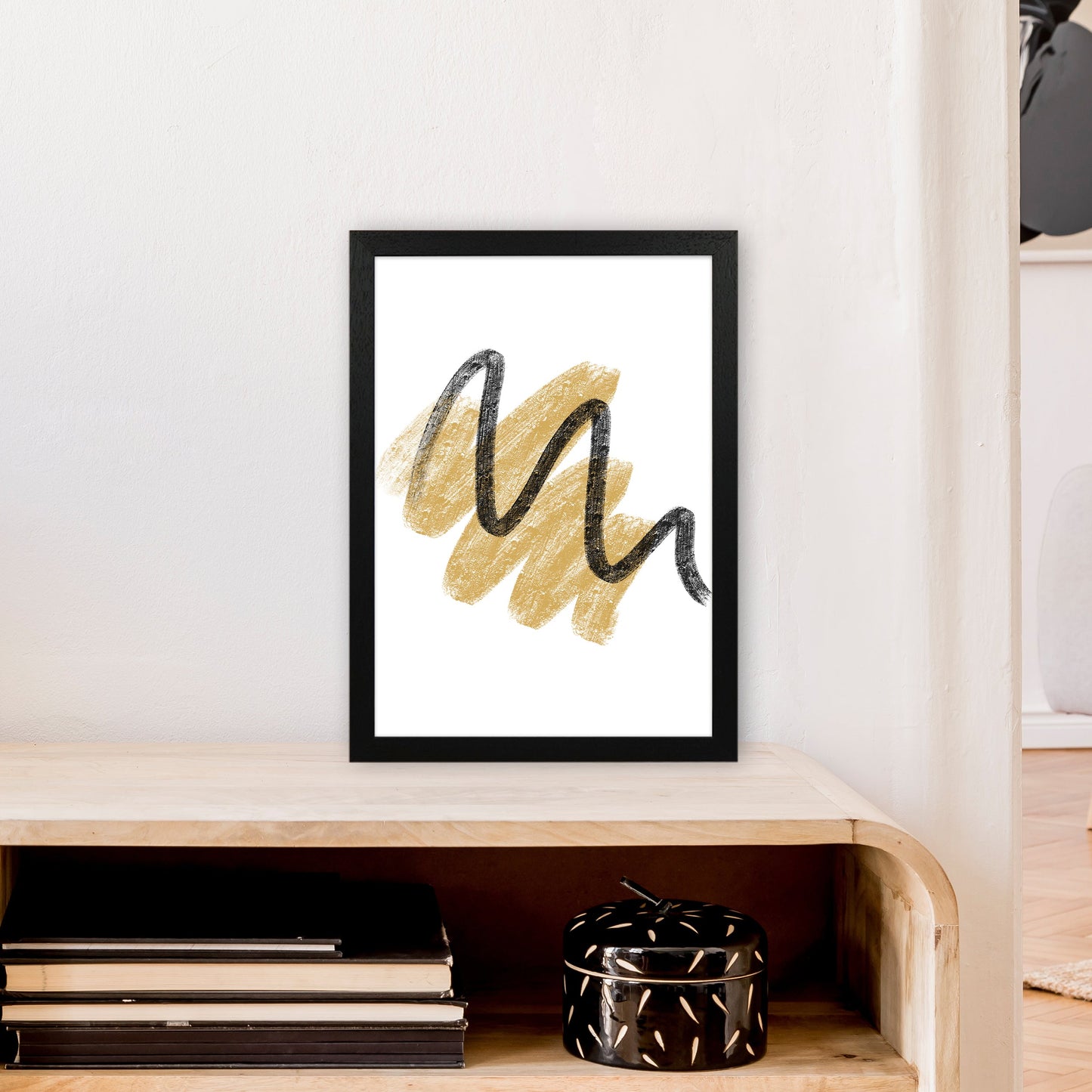 Rynx | Dalia Chalk Gold And Black Scribbles Art Print by Pixy Paper