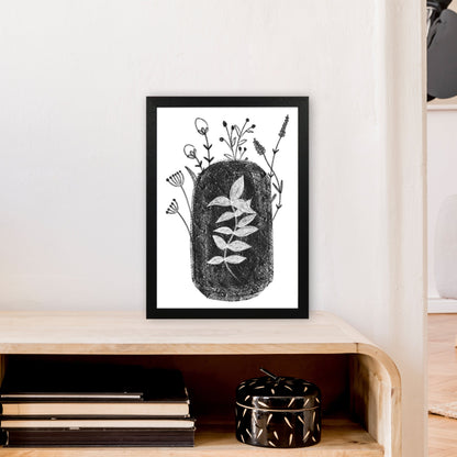 Rynx | Dalia Chalk Black Floral Art Print by Pixy Paper