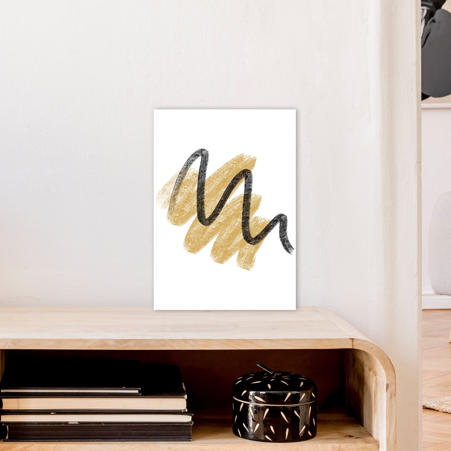 Rynx | Dalia Chalk Gold And Black Scribbles Art Print by Pixy Paper