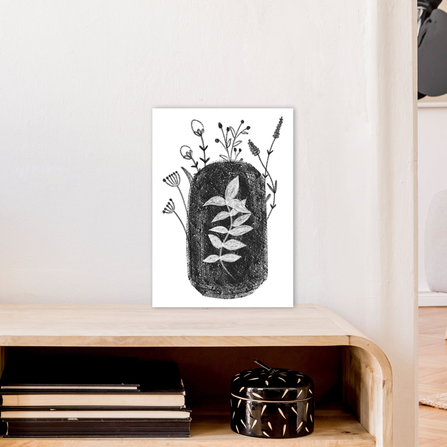 Rynx | Dalia Chalk Black Floral Art Print by Pixy Paper