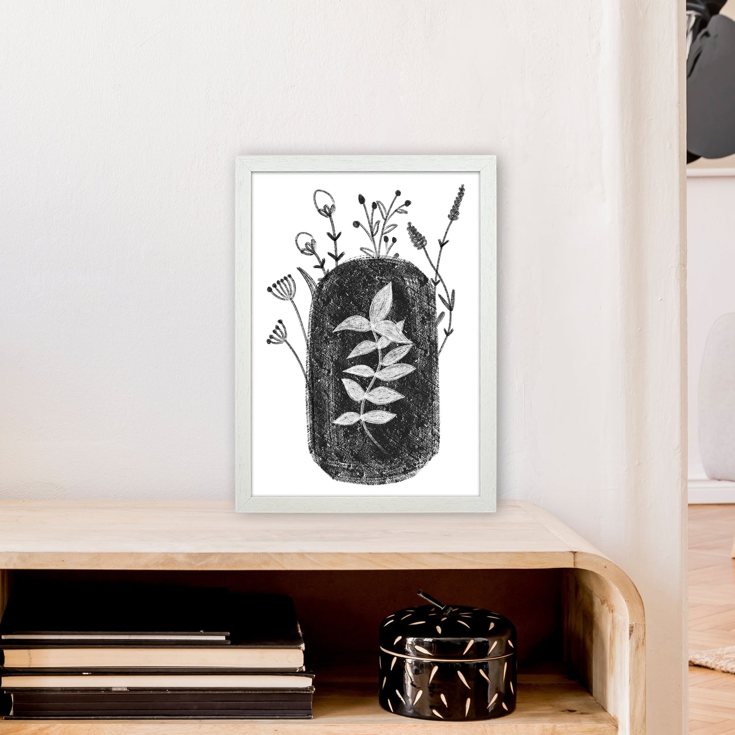 Rynx | Dalia Chalk Black Floral Art Print by Pixy Paper
