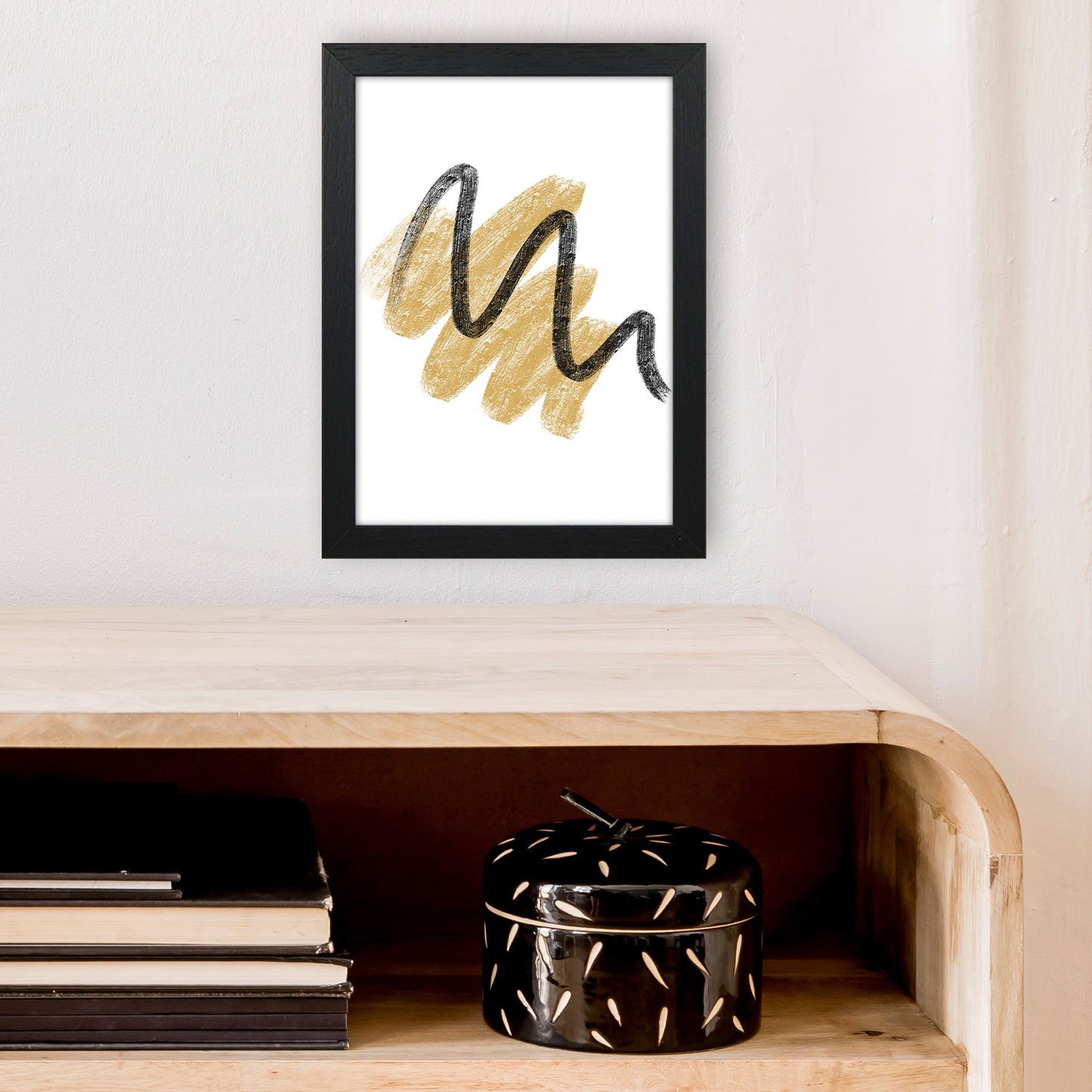 Rynx | Dalia Chalk Gold And Black Scribbles Art Print by Pixy Paper
