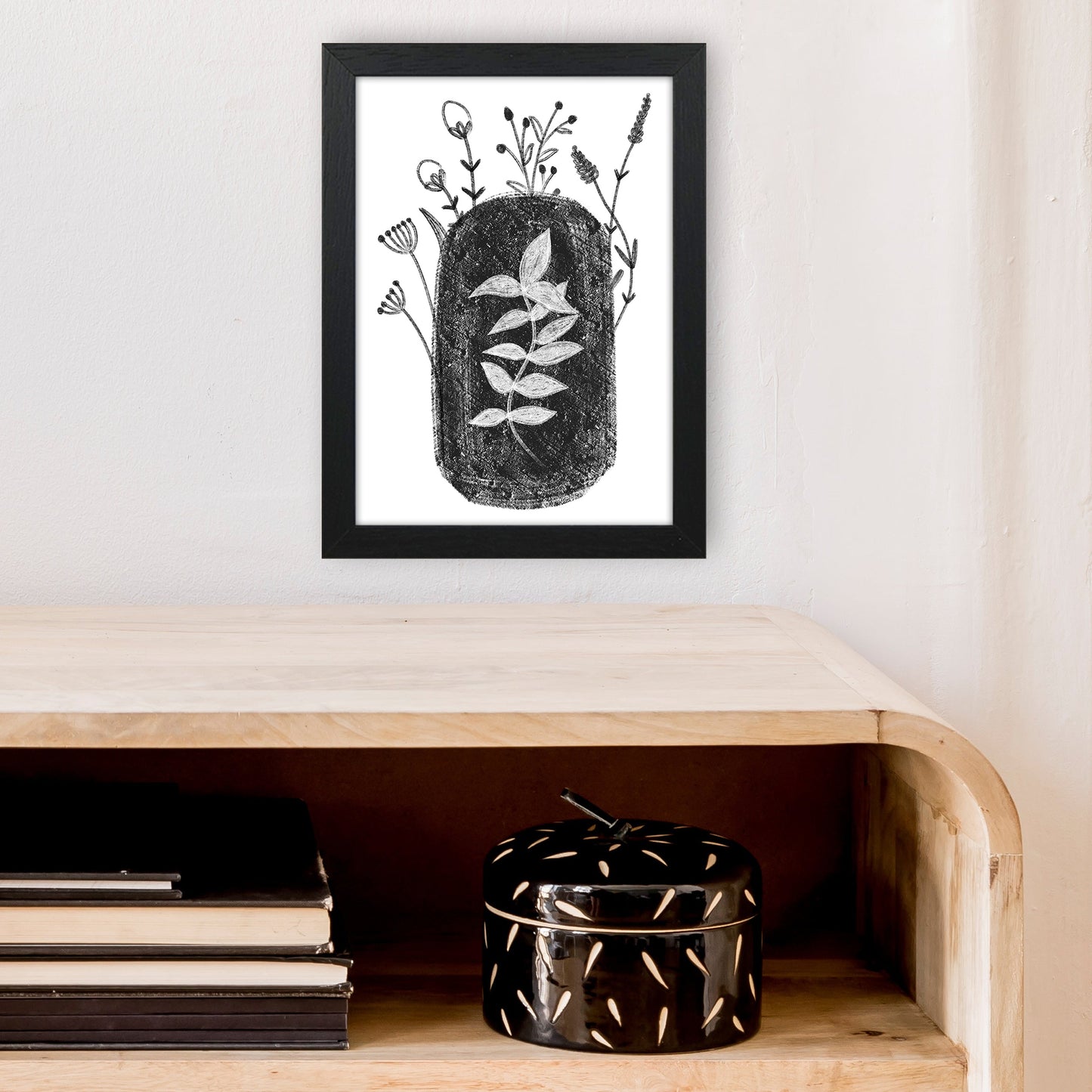 Rynx | Dalia Chalk Black Floral Art Print by Pixy Paper