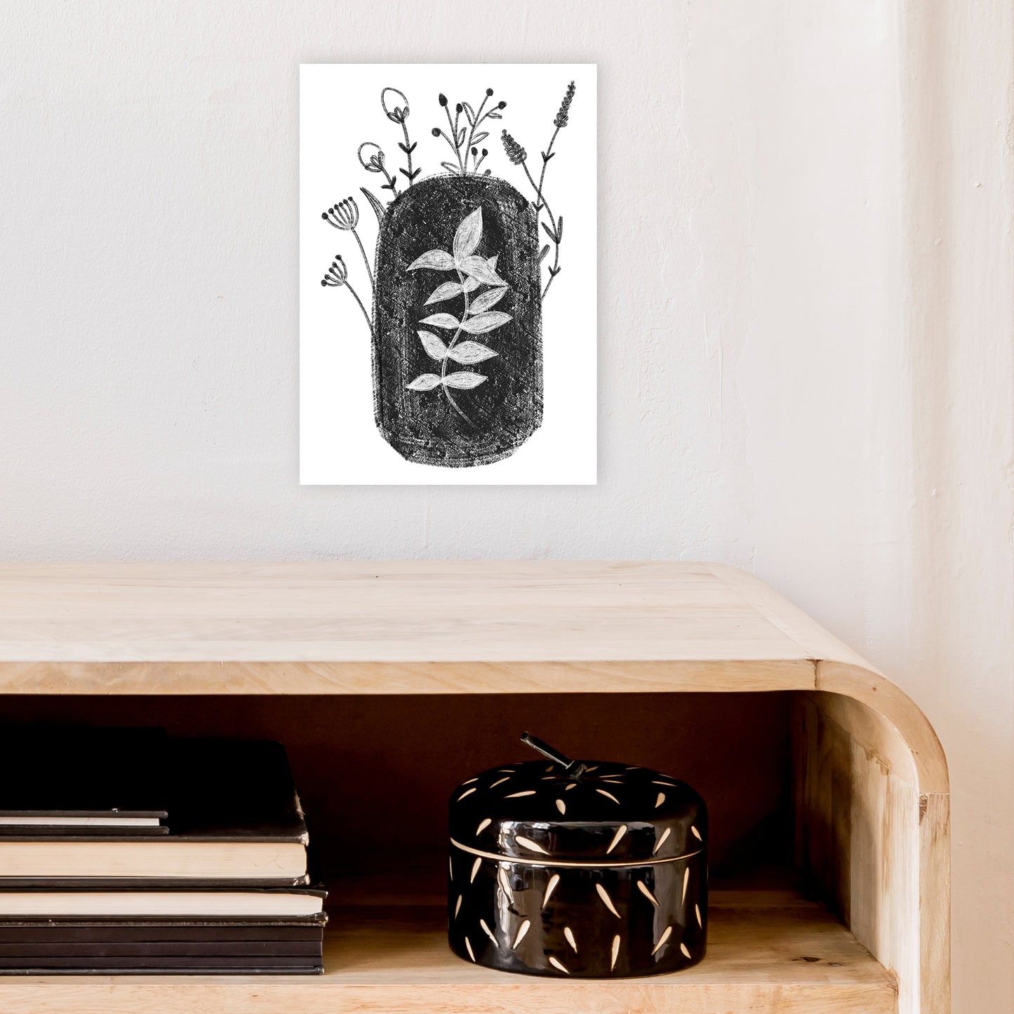 Rynx | Dalia Chalk Black Floral Art Print by Pixy Paper