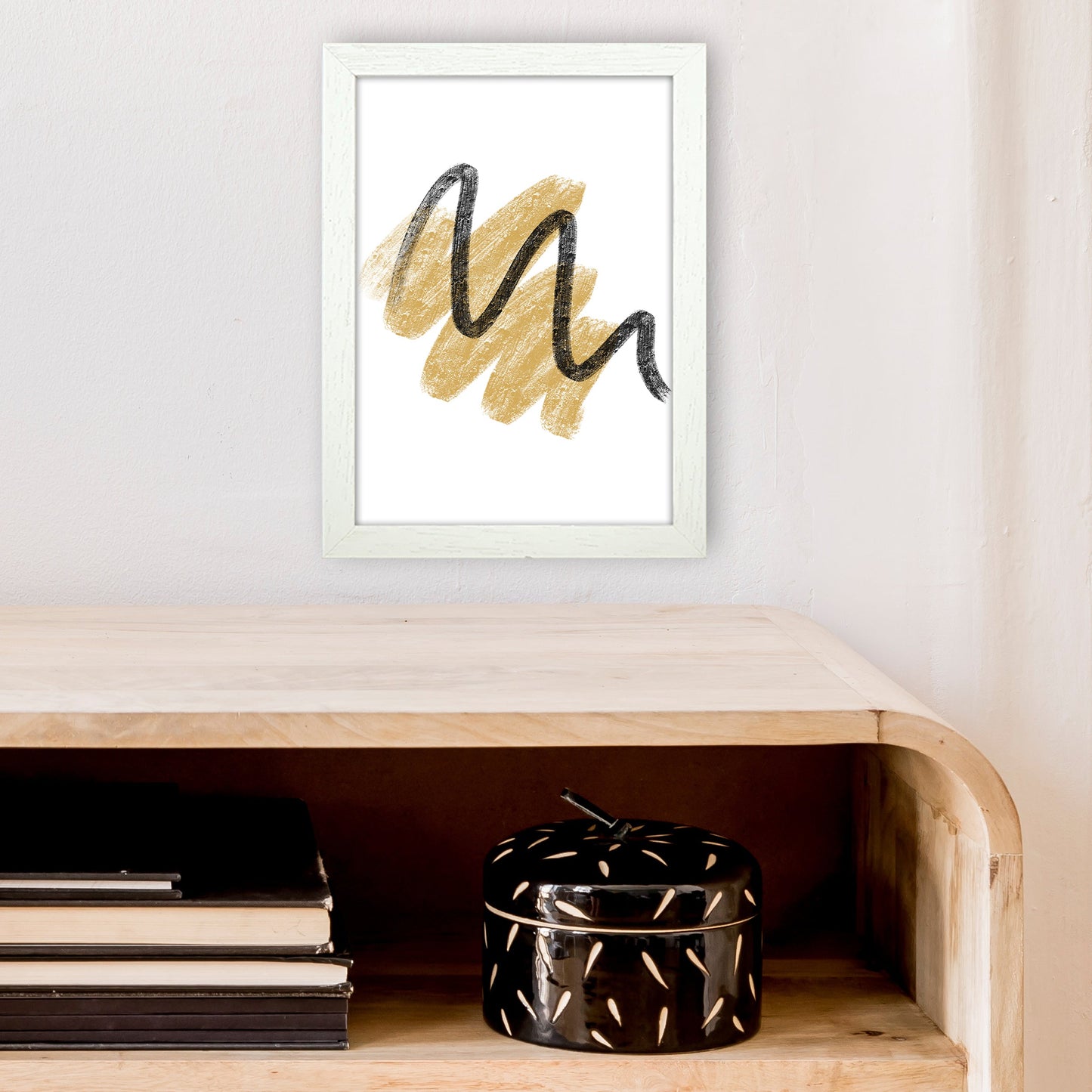 Rynx | Dalia Chalk Gold And Black Scribbles Art Print by Pixy Paper