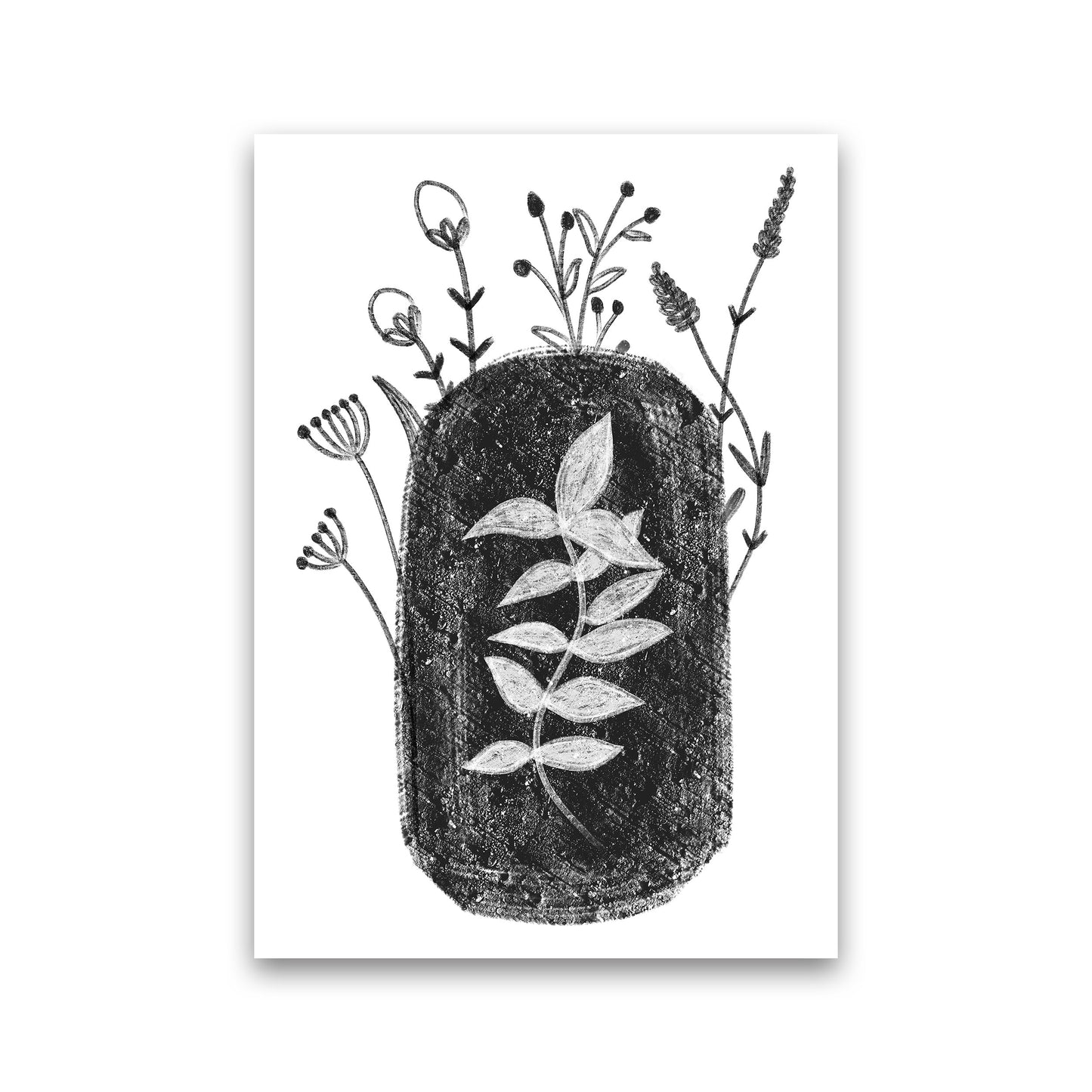 Rynx | Dalia Chalk Black Floral Art Print by Pixy Paper