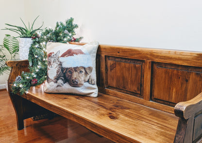Rynx | Best Friend Pets Dog and Cat Christmas Tapestry Woven Throw Pillow Cover