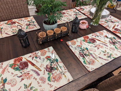 Rynx | DaDa Bedding Set consisting of 4 pieces Sweet Love Notes Pink Floral Tapestry Dining Table Sets 33 cm x 48 cm