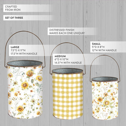 Rynx | Worn patterned metal buckets, set of 3