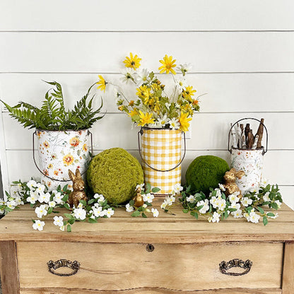 Rynx | Worn patterned metal buckets, set of 3