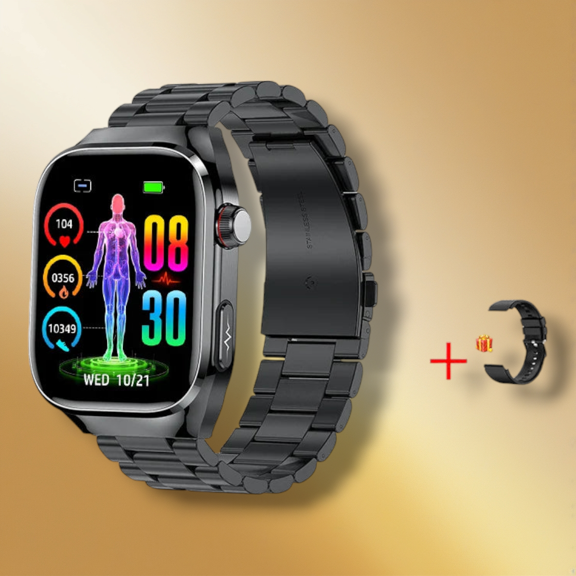 Rynx | Rectangular black stainless steel smartwatch for men "Zylathor"