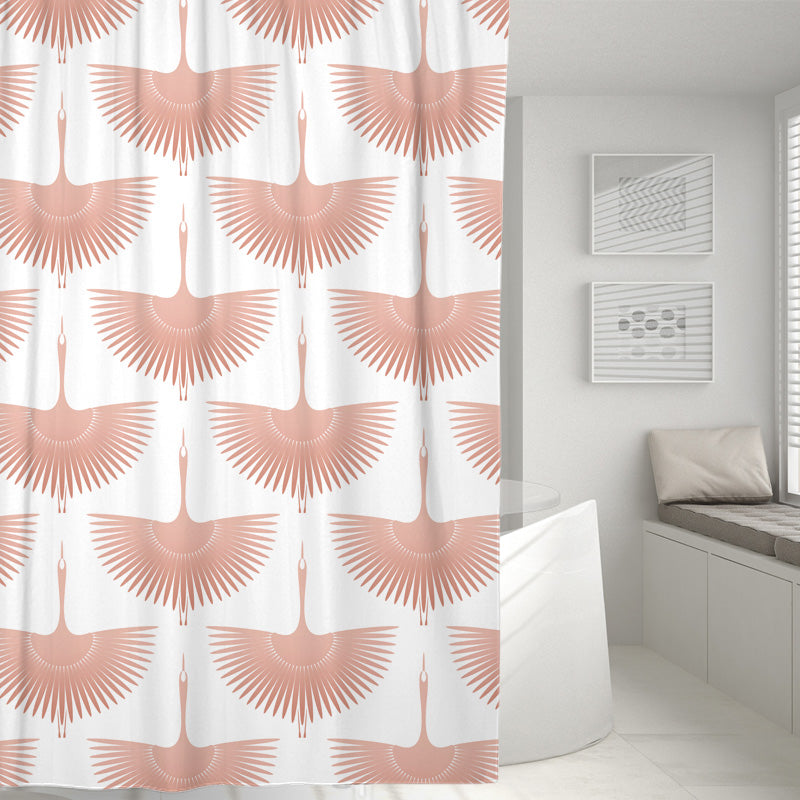 Rynx | Black and White Crane Shower Curtain with Hooks, Bathroom Curtains with Ring, Unique Bathroom Decoration, Boho Shower Curtain, Customizable Bathroom Curtains, Extra Long Shower Curtain