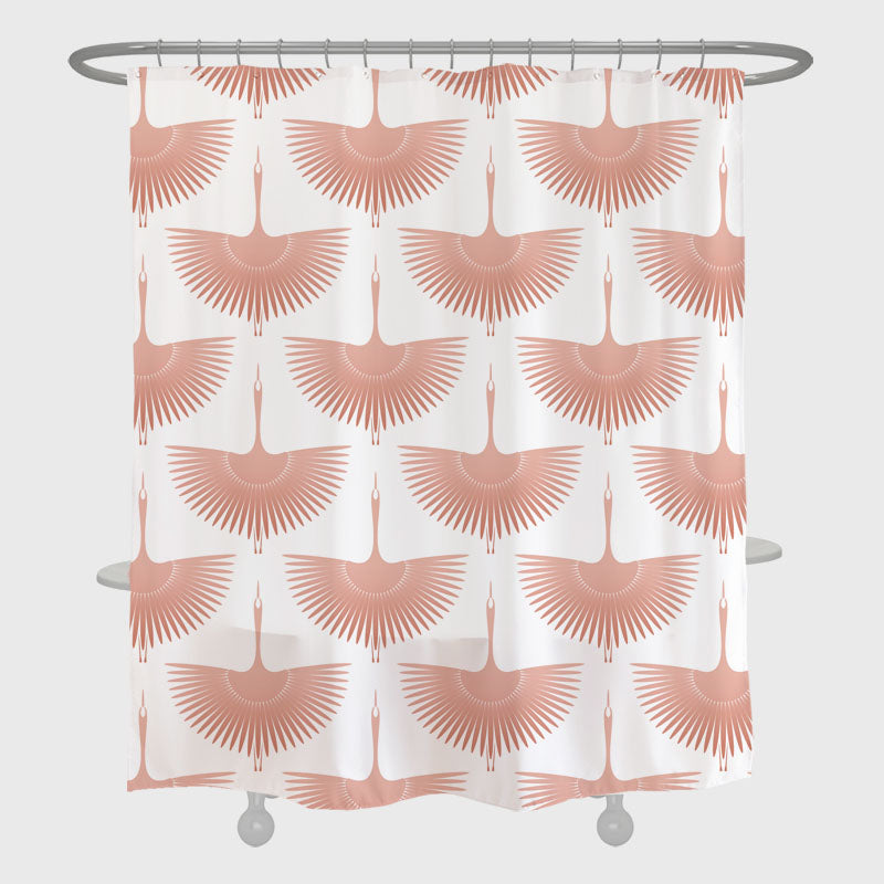 Rynx | Black and White Crane Shower Curtain with Hooks, Bathroom Curtains with Ring, Unique Bathroom Decoration, Boho Shower Curtain, Customizable Bathroom Curtains, Extra Long Shower Curtain