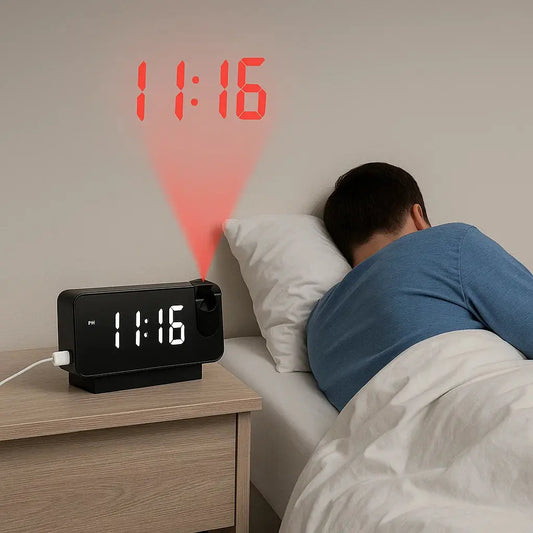 Rynx | Projection alarm clock with mirror display and large LED screen