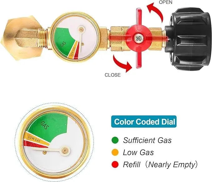 Rynx | Propane injection shop adapter – Brass tank gauge with safety valve