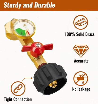Rynx | Propane injection shop adapter – Brass tank gauge with safety valve