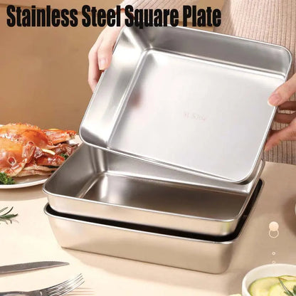 Rynx | Square Stainless Steel Storage Plate with Lid for the Kitchen