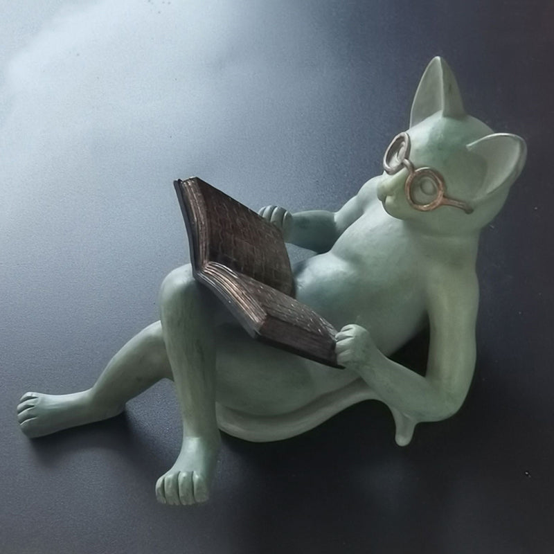 Rynx | Reading Cat Garden Statue