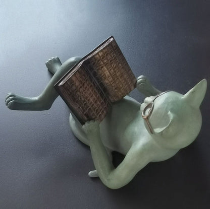 Rynx | Reading Cat Garden Statue