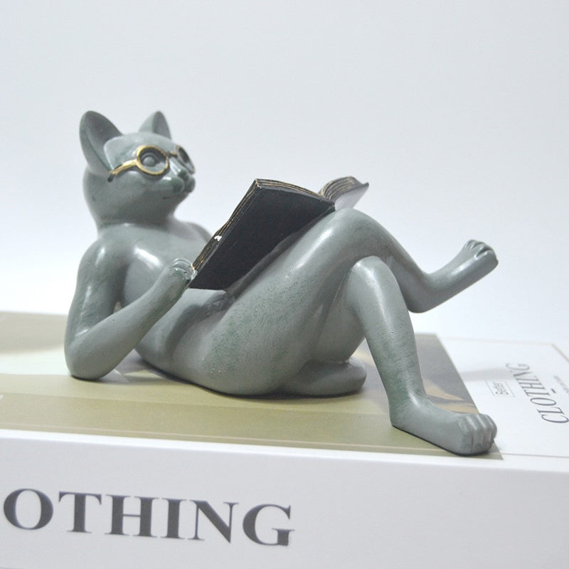 Rynx | Reading Cat Garden Statue