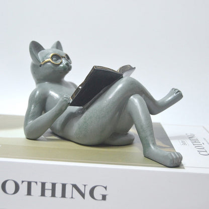 Rynx | Reading Cat Garden Statue