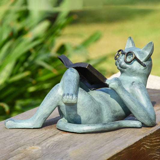 Rynx | Reading Cat Garden Statue
