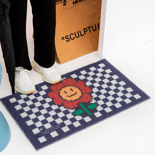 Rynx | Red flowers and black checkered mat
