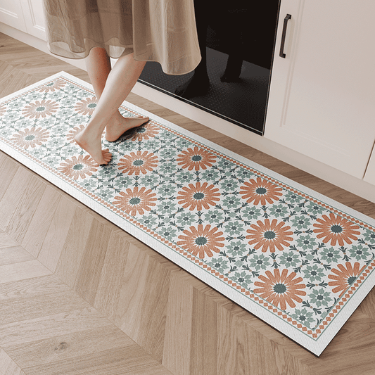Rynx | Red Flower Morocco Pattern Kitchen Mat