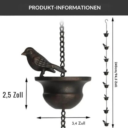 Rynx | Rain chain with bird bath – Attracts birds & makes rainy days beautiful