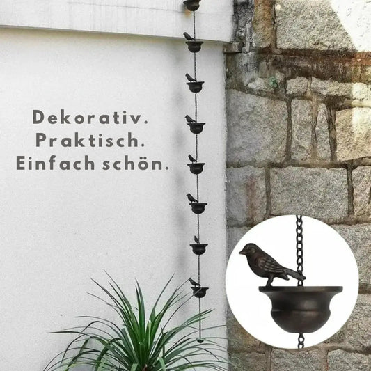 Rynx | Rain chain with bird bath – Attracts birds & makes rainy days beautiful
