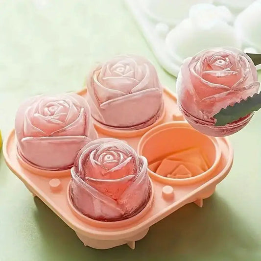 Rynx | Rose Ice Cube Mould – 3D Silicone for Elegant Ice Cubes (4 Grid)