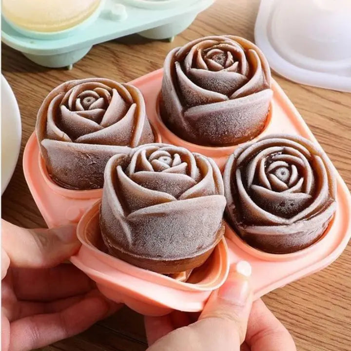 Rynx | Rose Ice Cube Mould – 3D Silicone for Elegant Ice Cubes (4 Grid)