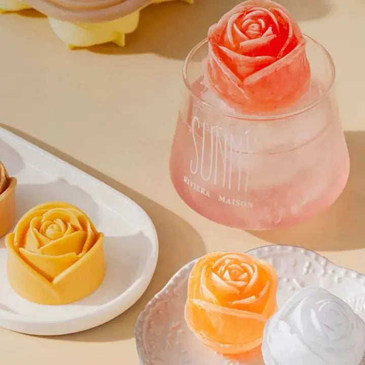 Rynx | Rose Ice Cube Mould – 3D Silicone for Elegant Ice Cubes (4 Grid)