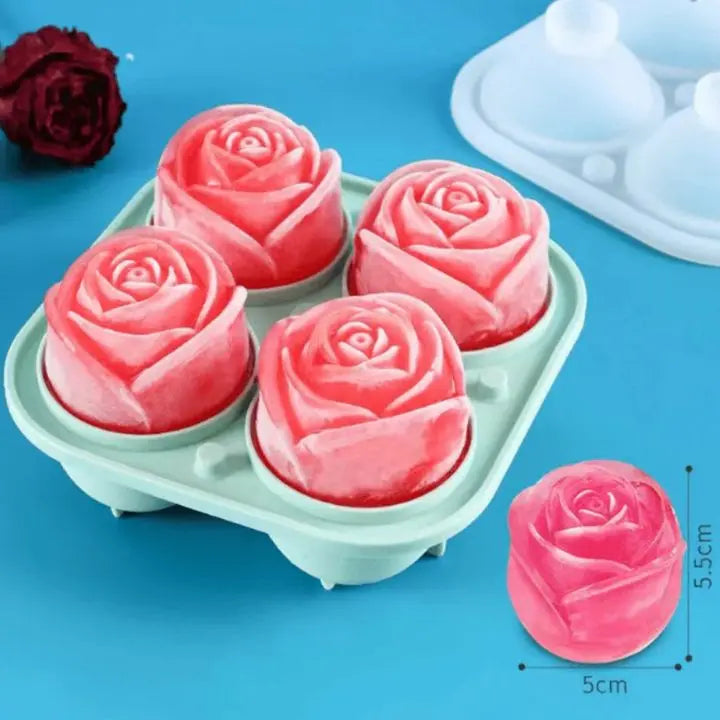 Rynx | Rose Ice Cube Mould – 3D Silicone for Elegant Ice Cubes (4 Grid)