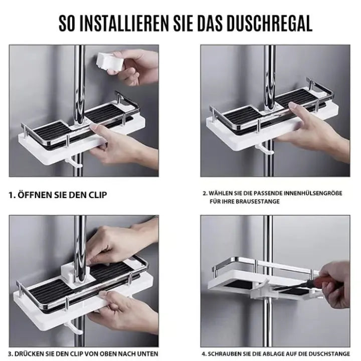 Rynx | Rust-resistant shower shelf - adjustable, drill-free installation