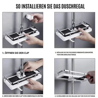 Rynx | Rust-resistant shower shelf - adjustable, drill-free installation