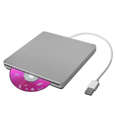 Rynx | Slot-in USB 2.0 portable optical DVD-RW drive, Plug and Play (Silver)