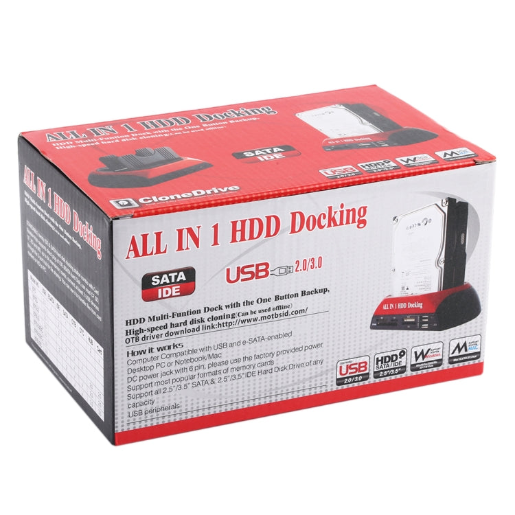 Rynx | All in 1 Dual 2.5 Inch/3.5 Inch SATA/IDE HDD Dock Station with Card Reader & Hub