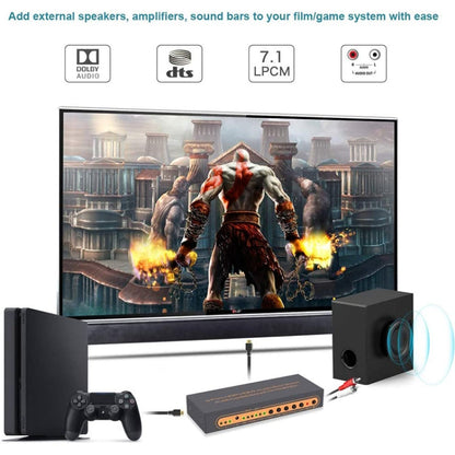 Rynx | 3 Ports HDMI/MHL Audio Extractor with IR Remote Control, 4K ARC Audio EDID Setting 5.1ch / PASS / 2ch