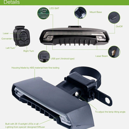 Rynx | Meilan X5 Wireless Remote Control Laser Tail Lamp for Bicycle, Waterproof Level: IPX4