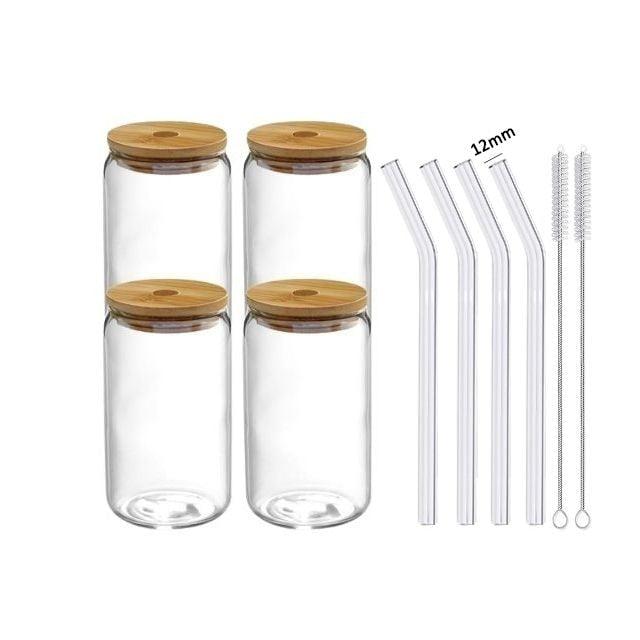 Rynx | Elegant Can-Shape Glass Tumbler Set - 4 Premium Cups for Luxurious Drinking Experiences