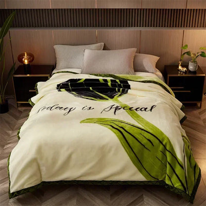 Rynx double-sided printed autumn winter blankets for the bed soft warm encrypted flocking crinkle blanket skin-friendly weighted blanket