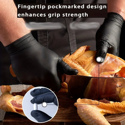 Rynx | Disposable Black Nitrile Gloves - Pack of Kitchen, Cooking, Tattoo, Car Washing, and Household Cleaning Work Gloves