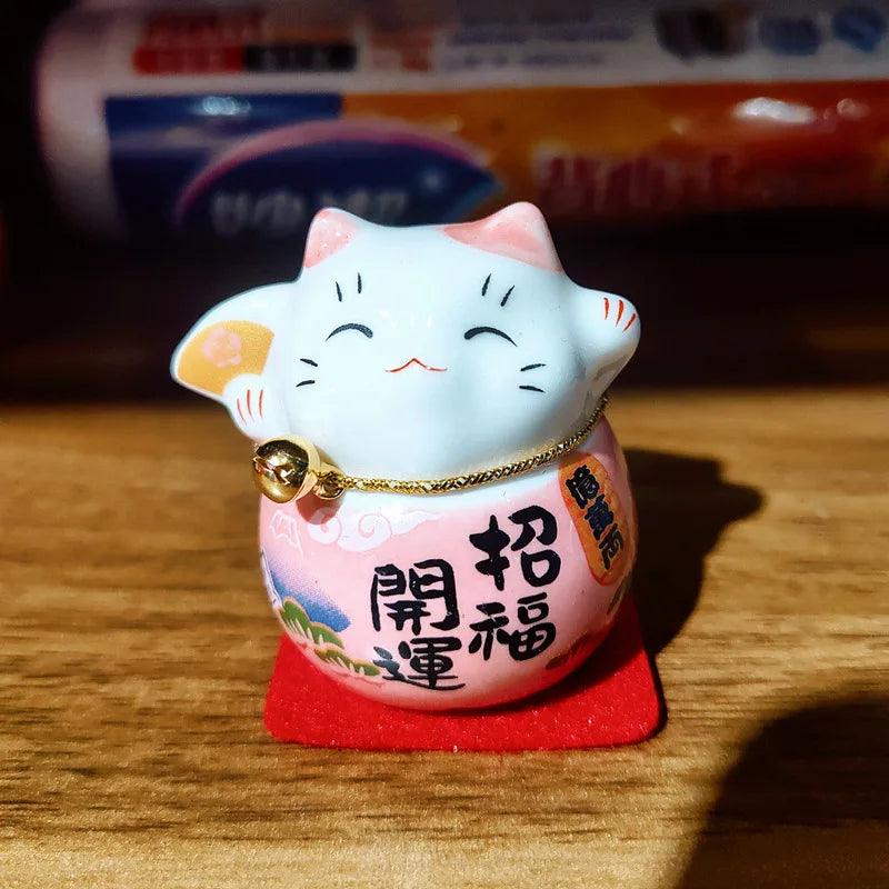 Rynx | Charming Japanese Ceramic Lucky Cat Daruma Figurine for Home Decor and Gifts