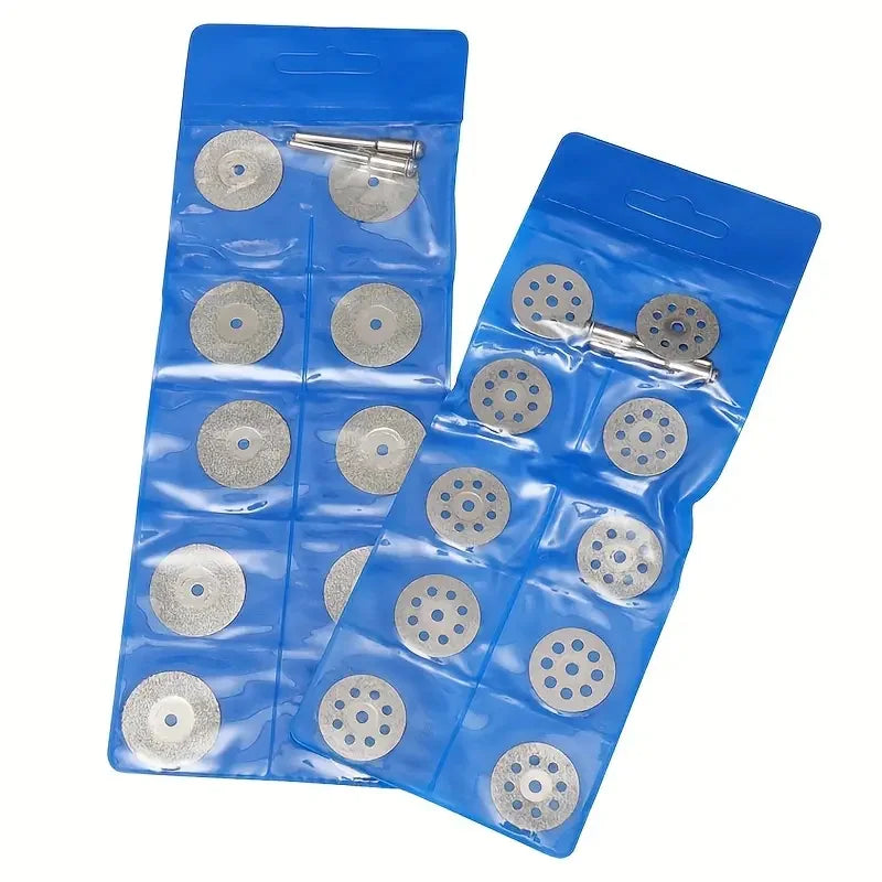 Rynx | Diamond Cut Off Rotary Tool Discs: 10Pcs 16-30mm Mini Sharp with Hole for Dremel - DIY Accessories with 2Pcs Rod