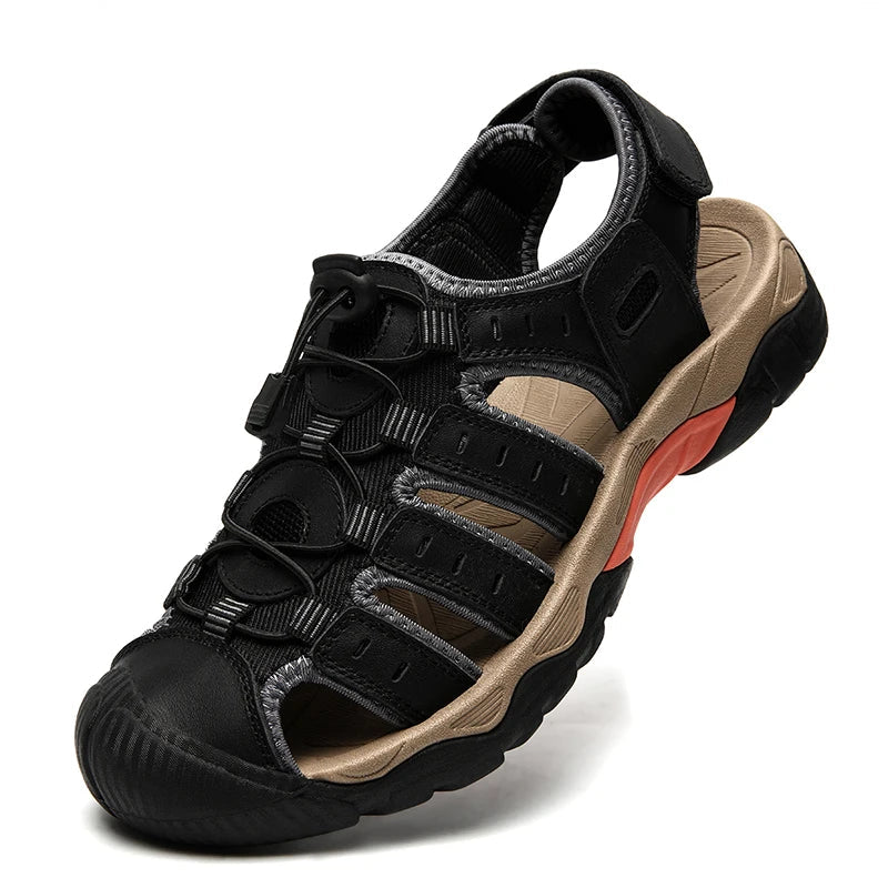 Rynx | Summer Men's Outdoor Sandals Beach Shoes Genuine Leather Trekking Hiking