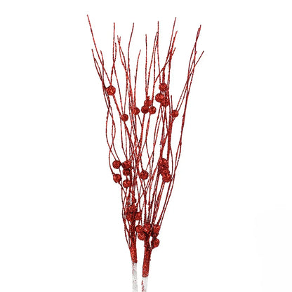 Rynx 1/3/5 Pcs Christmas Artificial Glitter Berries Branches Xmas Tree Ornament New Year Home Decoration DIY Vase Filler 2025 Party