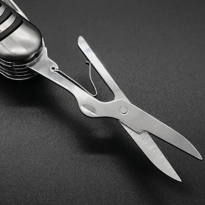 Rynx | Portable 11 in 1 Multifunction Pocket Knife - Stainless Steel Outdoor Emergency Tool with Bottle Opener and Cork Drill
