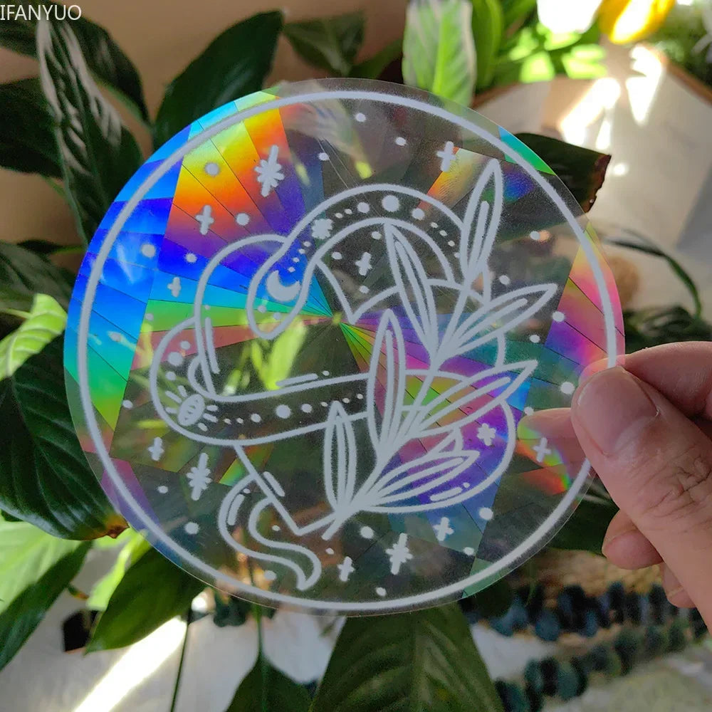 Rynx | PVC Self-Adhesive Glass Window Stickers | Sun Catcher Cat Moth Energy Suncatcher | Rainbow Prisms Sunlight Decals